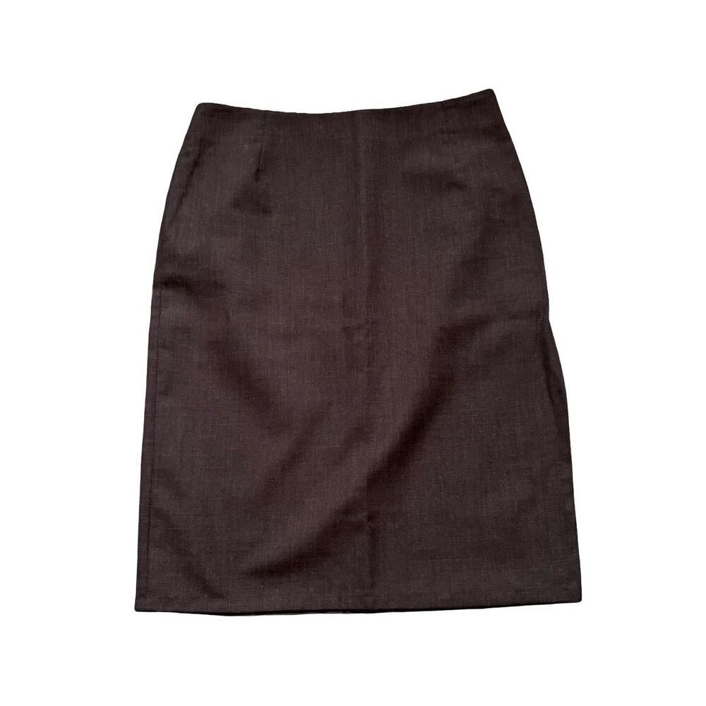 Max Brown 100% Wool Pencil Skirt Tailored Workwear Size 2